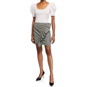 A.L.C. Jupiter Black Cream Houndstooth Ruffle Front Mini Skirt 6